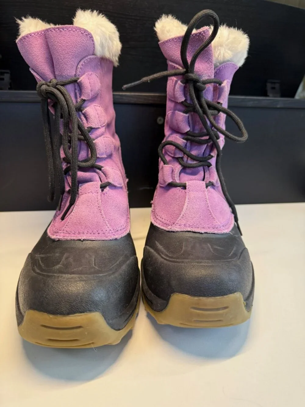 Lands End Girls Size 7 Purple Waterproof Insulated Winter Snow Boots